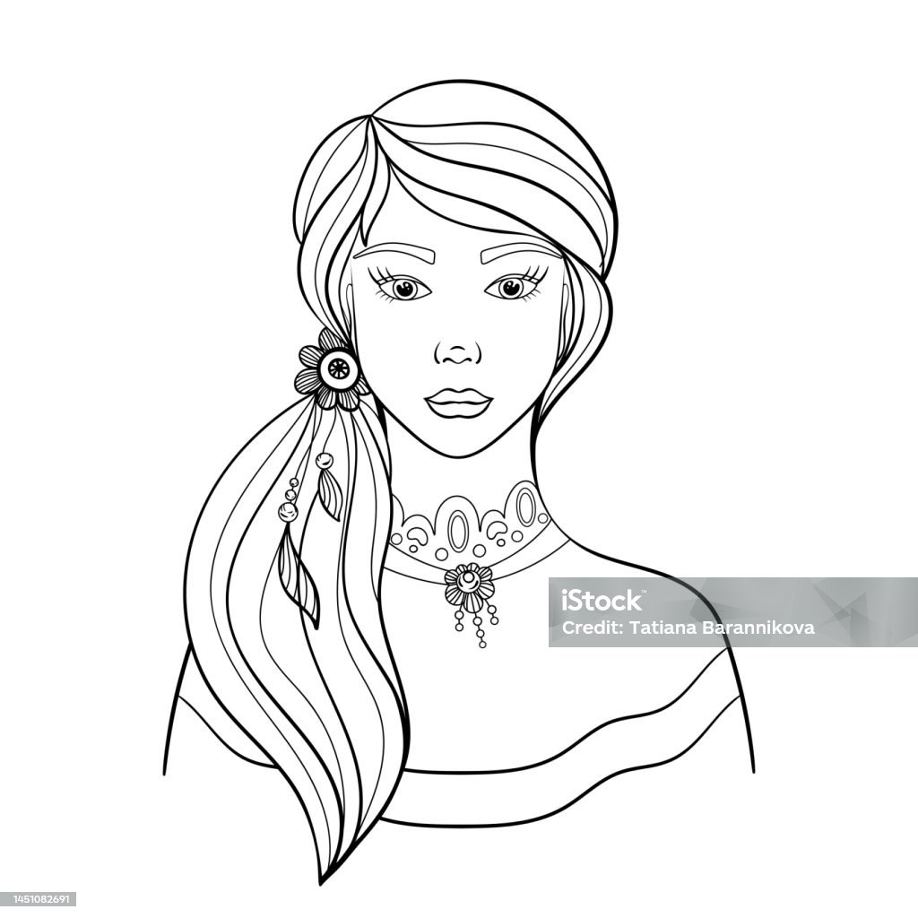 Ilustración de Dibujo Para Colorear Joven Mujer Hermosa Con Cabello Largo Y Joyas Vintage y más Vectores Libres de Derechos de Adulto - iStock Ilustración de Dibujo Para Colorear Joven Mujer Hermosa Con Cabello Largo Y Joyas Vintage y más Vectores Libres de Derechos de Adulto - iStock