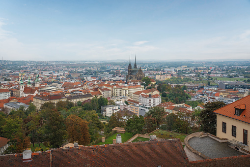 Aerial view of Brno with Cathedral of St. Peter and Paul - Brno, Czech Republic