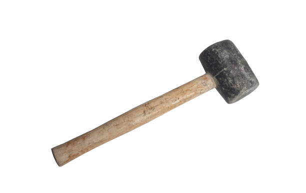 istock Old rubber hammer with wood handle isolated on white background 1451091120