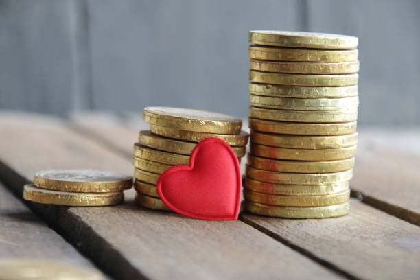 istock Business graph made of coins on a vintage background. 1451091797