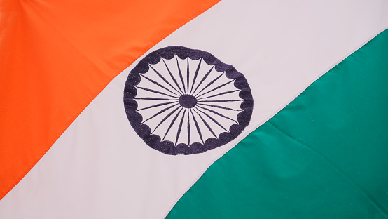India  Flag Close up view