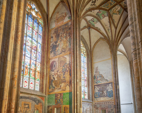 Kutna Hora, Czechia - Sep 27, 2019: Cathedral of St. Barbara Interior - Kutna Hora, Czech Republic