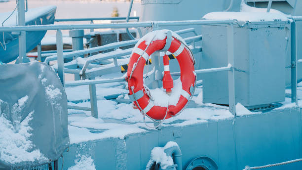 Harbor in Snow. Harbor and Ship