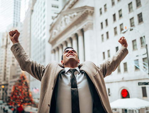 business man in wall street for christmas