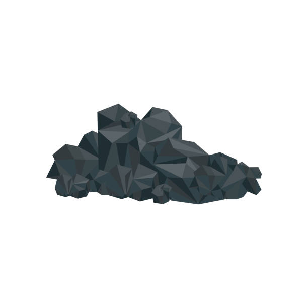 Pile of black coal illustration Pile of black coal illustration. Big pile of charcoal, basalt, nugget, rock, graphite or anthracite isolated on white background. Mine, mineral recourse concept nuggets heat stock illustrations