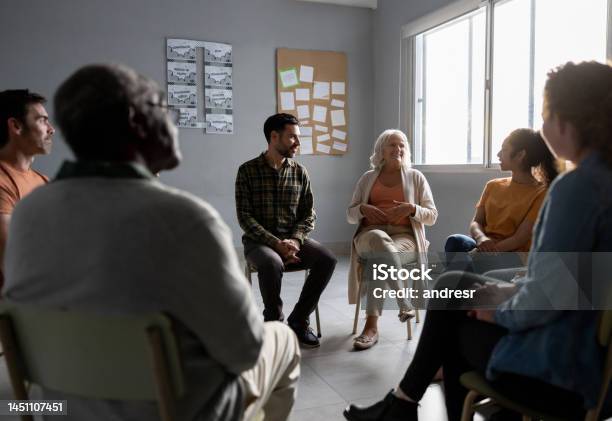 People Session People Talking In A Group Therapy Session Stock Photo - Download Image ...