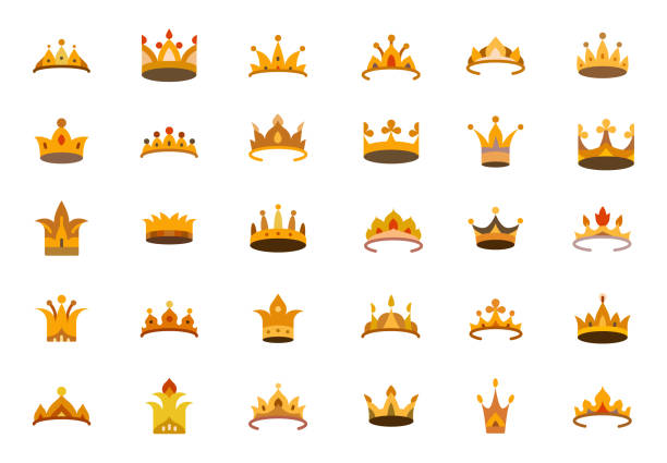 kronen und tiaras flat icons set - tiara stock-grafiken, -clipart, -cartoons und -symbole