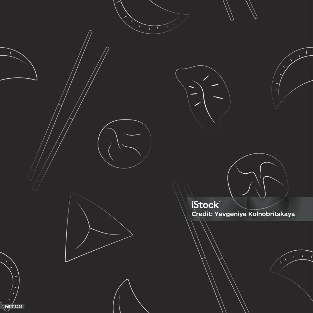 Pattern Dim Sum Black And White Pattern With Dim Sum Stock Illustration - Download ...