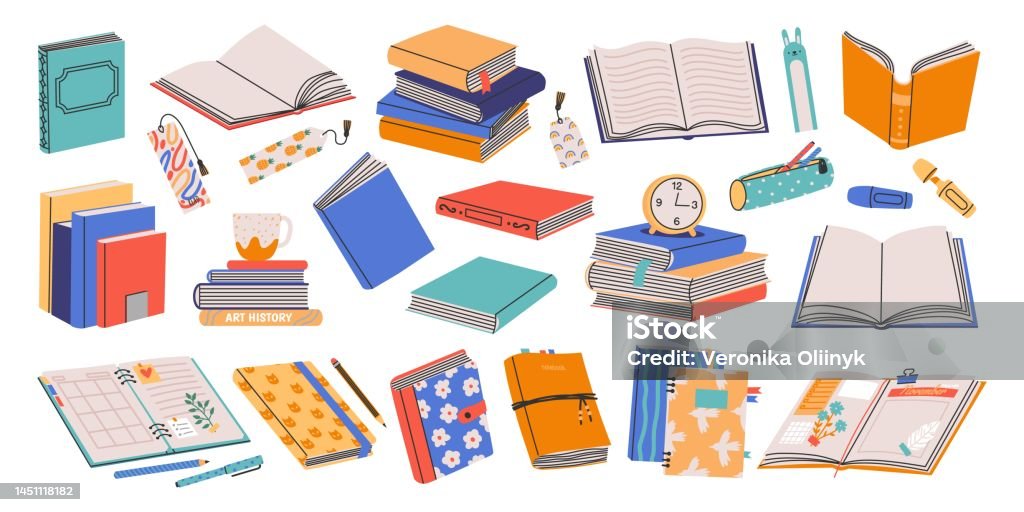 Ilustración de Colección De Libros Pila De Libretas De Papel Abiertas Y Cerradas Agendas De Diccionarios De Libros De Texto Con Marcadores Objetos De Literatura De Dibujos Animados Colección Colorida Vectorial y Ilustración de Colección De Libros Pila De Libretas De Papel Abiertas Y Cerradas Agendas De Diccionarios De Libros De Texto Con Marcadores Objetos De Literatura De Dibujos Animados Colección Colorida Vectorial y