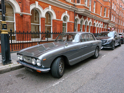 London, UK-1.9.22: The Bristol 411 Series 6 parked on a street in London. The Bristol 411 is an automobile which was built by the British manufacturer Bristol Cars