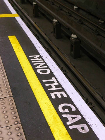 Mind the gap sign in London Underground