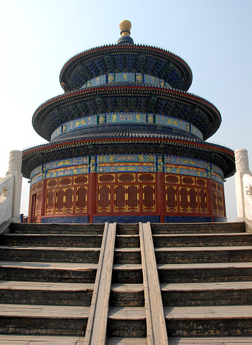 Temple of Heaven (Tiantan) in Beijing, China. Tian tan means Altar of Heaven. This temple is the Hall of Prayer for Good Harvests, Temple of Heaven.