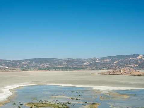 Aerial view of dry lake bed. Taken with medium format camera.  Burdur, Turkey.