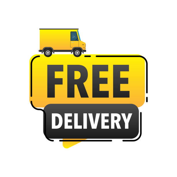 istock Free shipping delivery. Advertisement Label. Badge with truck. 1451124508