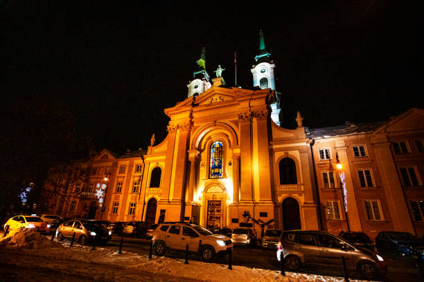 istock Cathedral in Warsaw illuminated at night before Christmas. Winter 1451124579