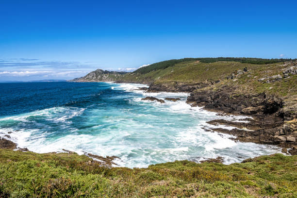View of the Galician Coast known as the Vela coast near Pontevedra, Galicia, Spain stock photo