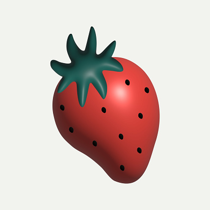 3d fruit rendering red strawberry  illustration