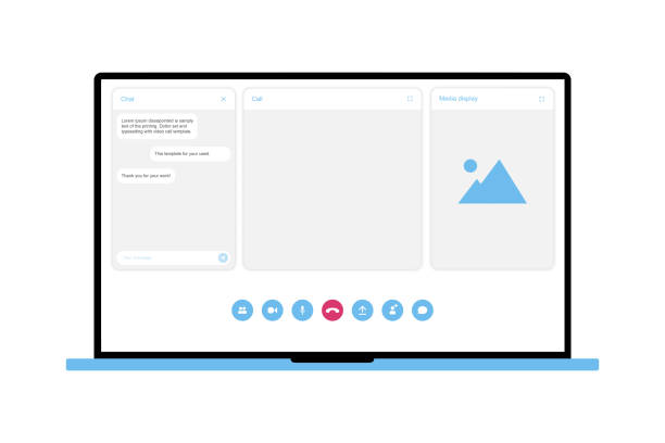 istock UI/UX template for video conferencing and meetings application on laptop 1451133733