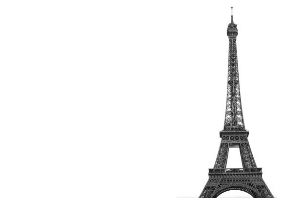 Eiffel Tower isolated on white background. Paris, France. stock photo