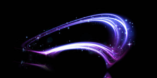 istock Abstract light lines of movement and speed with white color glitters. Light everyday glowing effect. semicircular wave, light trail curve swirl, car headlights, incandescent optical fiber design. 1451135085