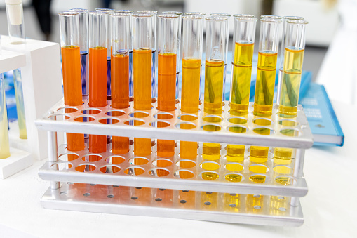 colorful test tubes in a chemical laboratory. High quality photo