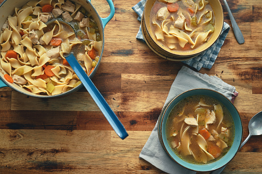Chicken Noodles Soup with Fresh Vegetables