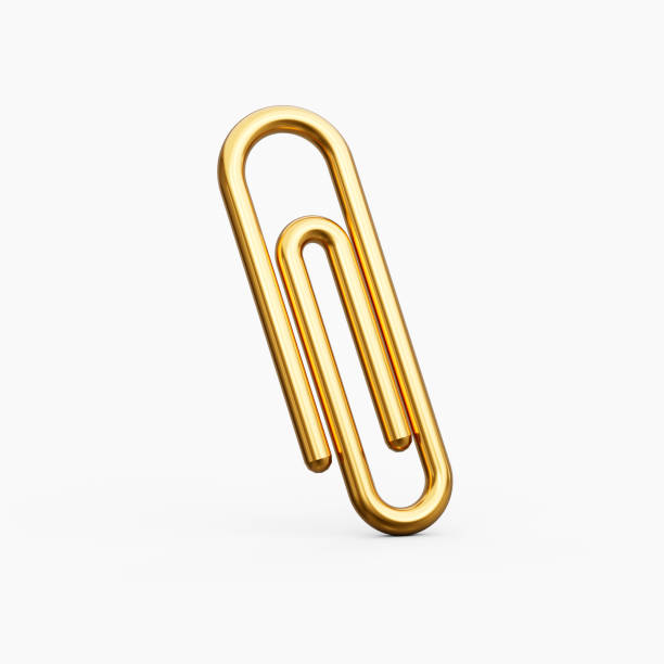 istock Paper clip gold isolated over white background on 3d illustration 1451138395