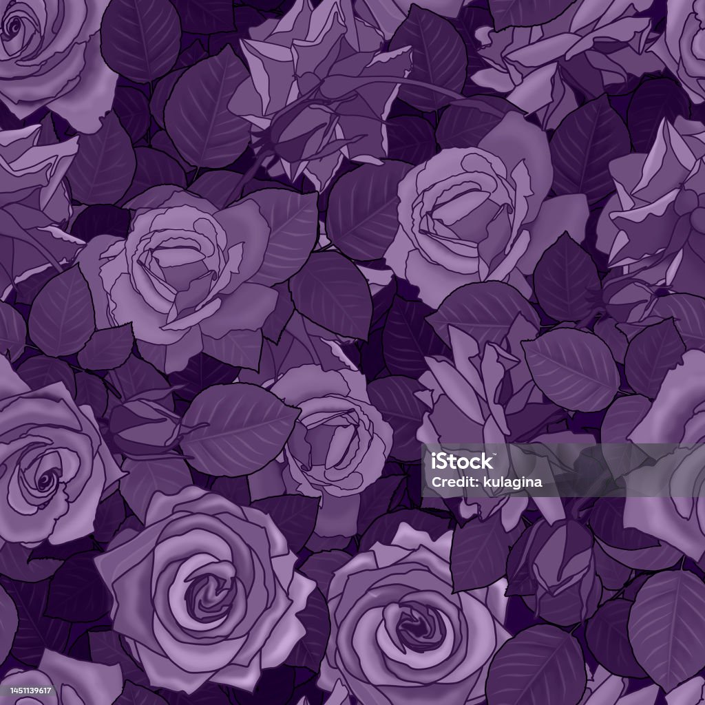 Pastel Purple Roses Pattern Seamless Pattern With Purple Roses Stock Illustration - Download Image ...
