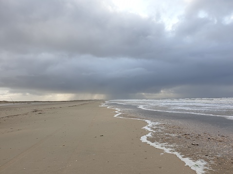 The North Sea with its tides: The water comes and goes every 6 hours, controlled by the phases of the moon.