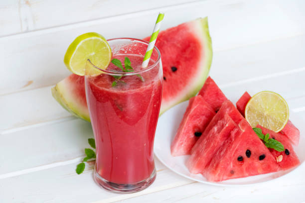 istock Watermelon Smoothie In A Jar With Mint And Lemon 1451140764