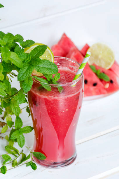 istock Watermelon Smoothie In A Jar With Mint And Lemon 1451140767
