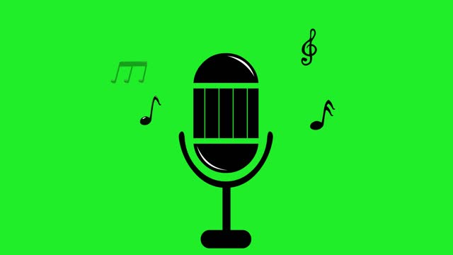 animation icon black microphone musical notes