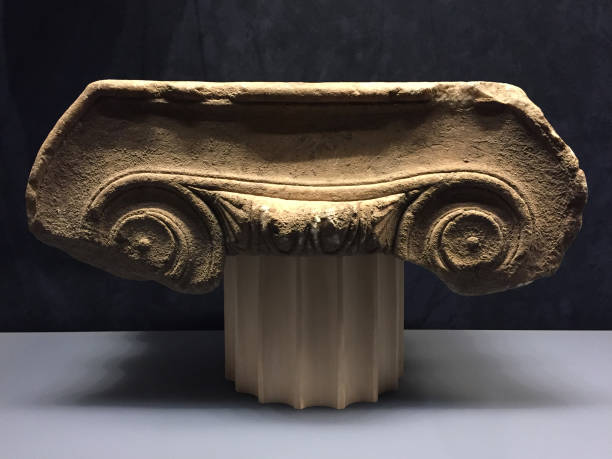 Column piece from the 2nd or 3rd century BC. Ancient architecture detail