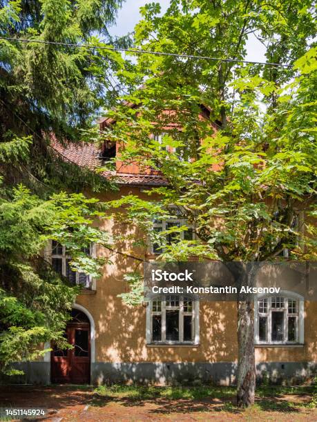 Old House In Svetlogorsk Old Fashioned Building Behind Trees Svetlogorsk Russia Stock Photo - Download Image Now