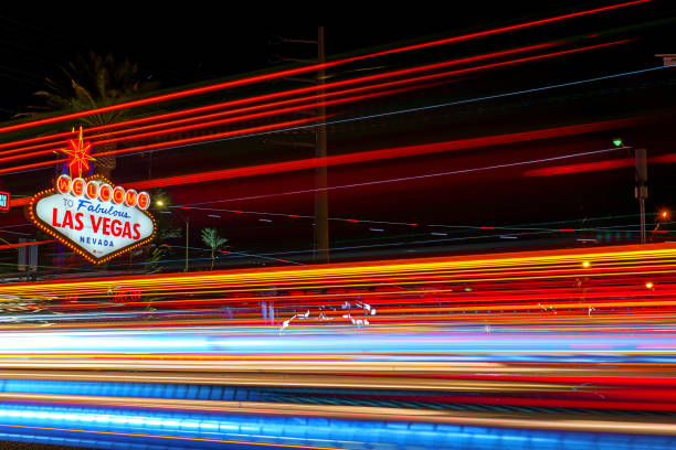 benvenuti a las vegas segnale - welcome to fabulous las vegas foto e immagini stock