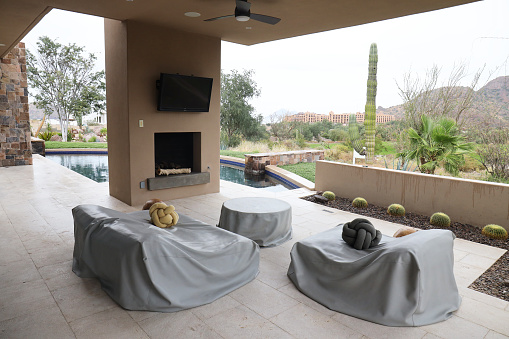 Covered Outdoor Furniture at Home In Desert