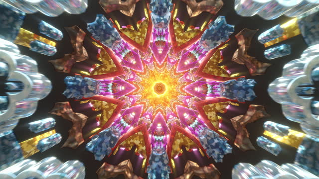Meditation 3D Mandala Vj Seamless Loop Beautiful Color Light Trip With Motion Audiovisual