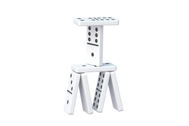 istock Domino tower isolated on white background. 3d render 1451190559