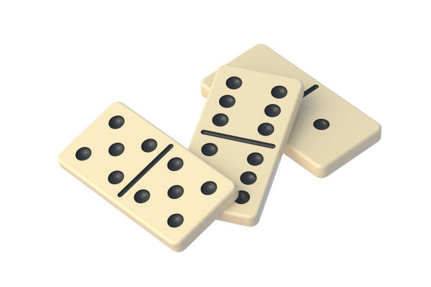 istock Three dominoes tiles isolated on white background. 3d render 1451190754
