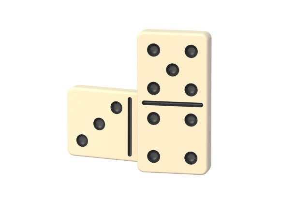 istock Two dominoes tiles isolated on white background. 3d render 1451190809