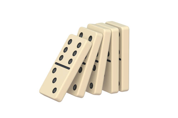 istock Domino tiles falling on isolated white background. 3d render 1451190949