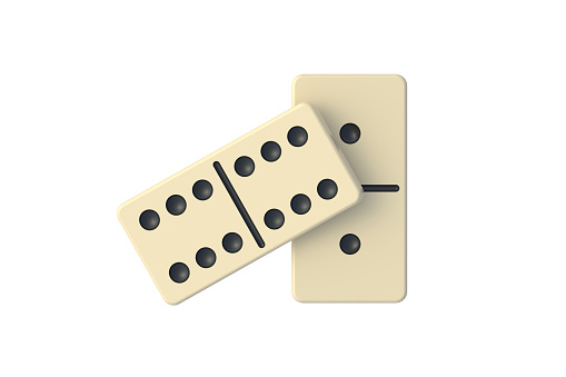 Domino tiles isolated on white background. Top view. 3d render
