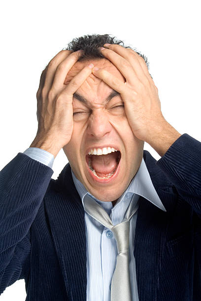 man going crazy stock photo