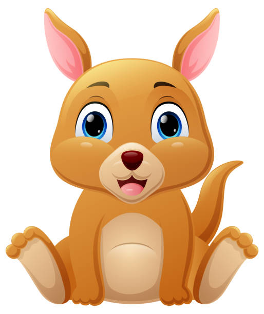 ilustraciones, imágenes clip art, dibujos animados e iconos de stock de lindo pequeño canguro de dibujos animados sentado - kangaroo animal humor fun