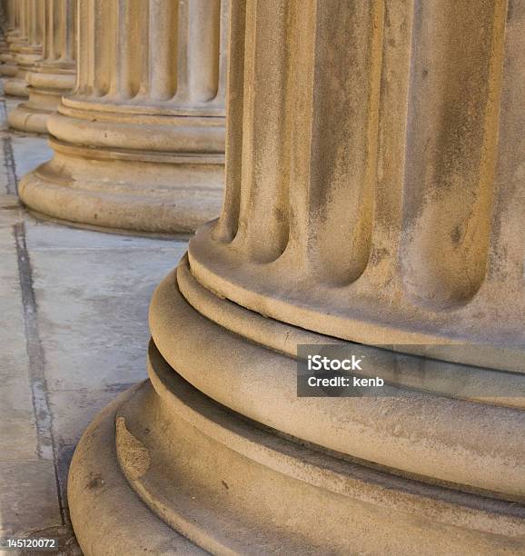 Base Of Neoclassical Pillars Stock Photo - Download Image Now - Business, Corridor, Education