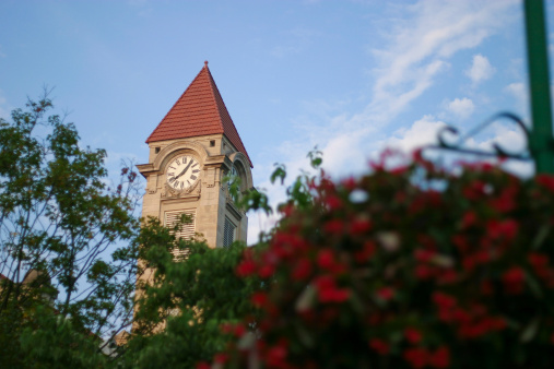 Clock tower of the Indiana University Bloomington Student Building