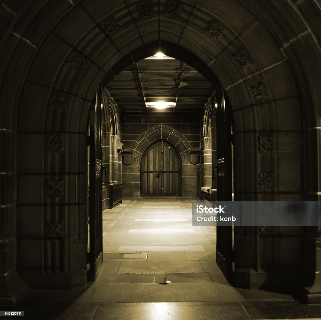Arched doors in ancient building Looking through arched doors in ancient building Arch - Architectural Feature Stock Photo