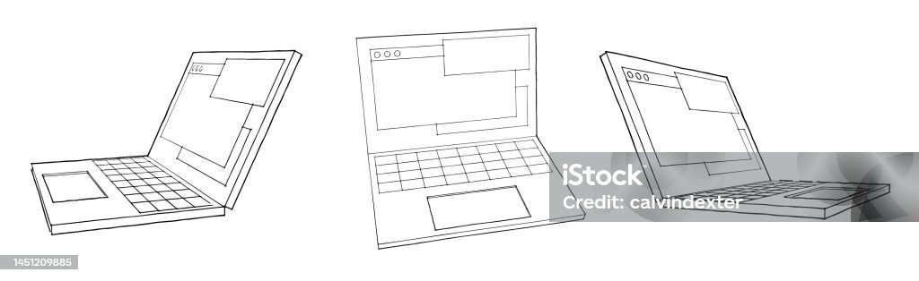Sketchy Computer Laptop Computer Sketches And Doodles Stock Illustration - Download ...