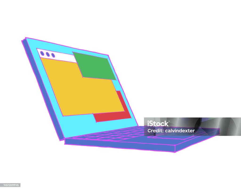 Computer Color Sketc Laptop Computer Sketch Stock Illustration - Download Image Now ...