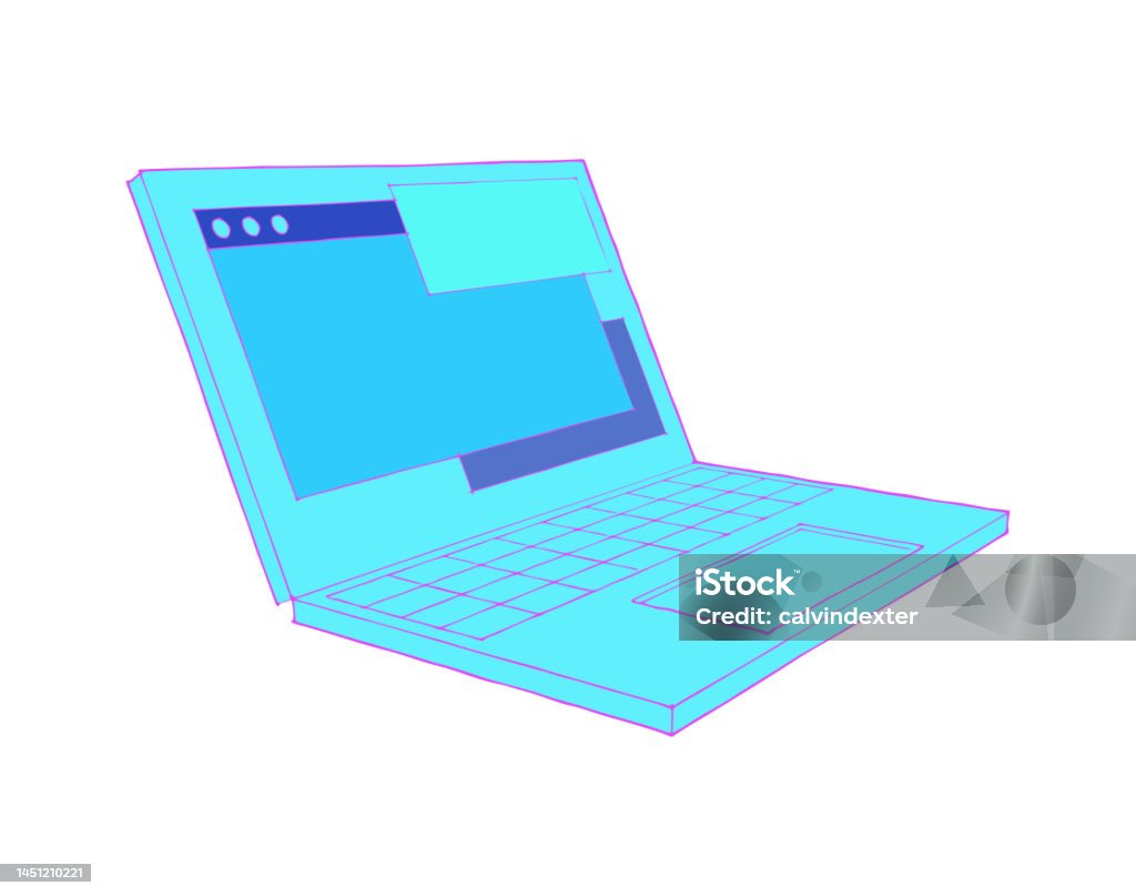 Computer Color Sketc Laptop Computer Sketch Stock Illustration - Download Image Now ...